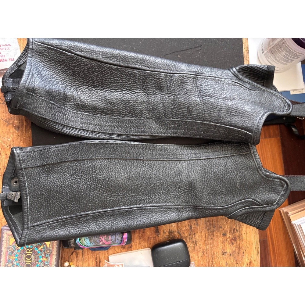 Tredstep Chaps Womens C12/L16 30/41 Black Leather Zipper